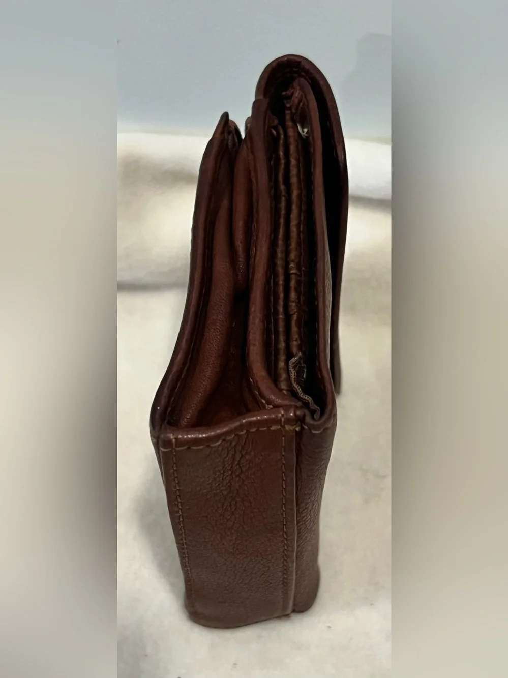 Fossil Chestnut Brown Pebbled Leather Wallet